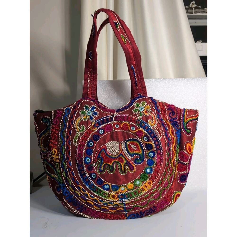 Shambala Shoulder Bag Handcrafted Indian Art Rajasthani Boho Elephant Unique - Picture 2 of 9